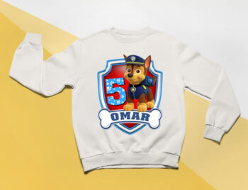 Paw patrol customized White sweatshirt (CODE: VM112 +NAME+YEAR)